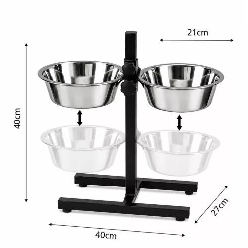 BPS - Állítható etető állvány + 2db 1,8L fémtál
