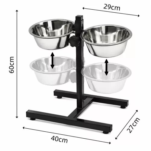 BPS - Állítható etető állvány + 2db 4,7L fémtál