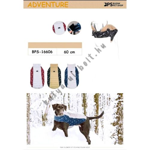 "ADVENTURE" Bélelt kutyakabát - 60 cm - fekete/barna