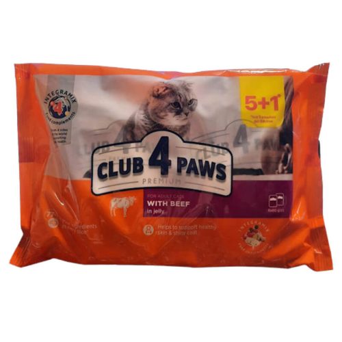 Club 4 Paws Prémium Macska Alutasakos Marhahús zselé 6x80g