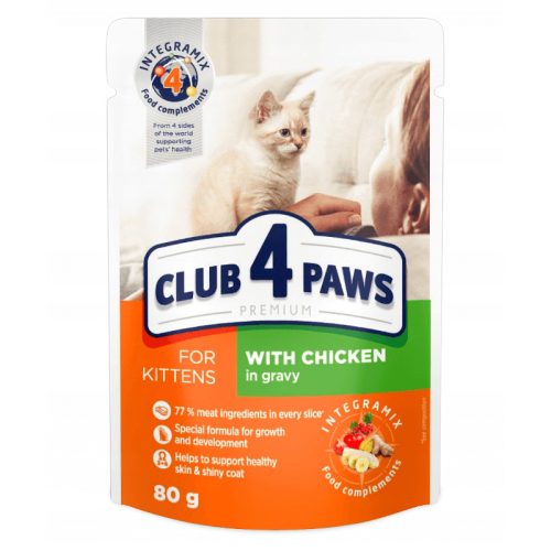 Club 4 Paws Prémium Macska Alutasakos KITTEN Csirke szósz 80g