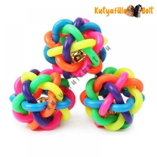 Kutyajáték - Színes gumilabda csengővel - 10cm