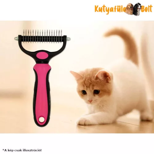 "Dematting" MAXI Kétoldalas aljszőr kiszedő, bontófésű - rózsaszín