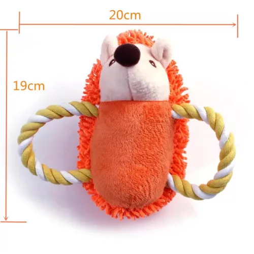 Kutyajáték - Plüss Süni rágókötéllel 20 cm sípoló