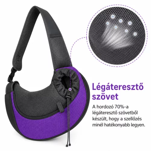 KIDNEY Kutya, cica szállító oldaltáska, válltáska - L - lila