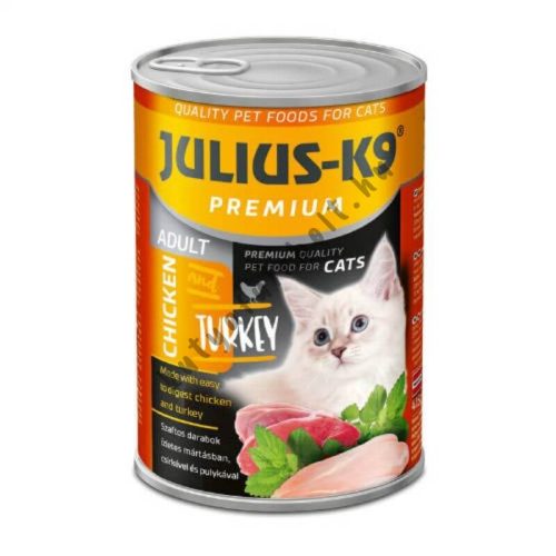 JULIUS-K9 nedves eledel (csirke-pulyka) felnőtt macskák részére (415g)
