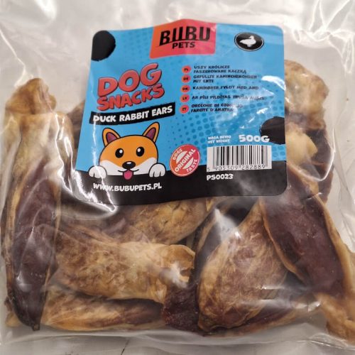 BubuPets Kacsahússal töltött nyúlfül 500g