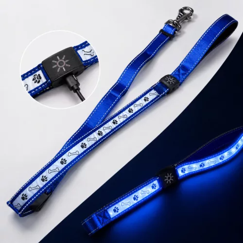 LED világító állítható póráz USB töltéssel