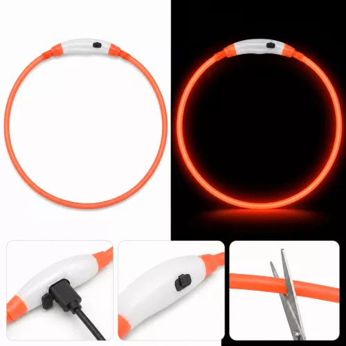 LED világító méretre vágható nyakkarika USB töltéssel - M - 55 cm