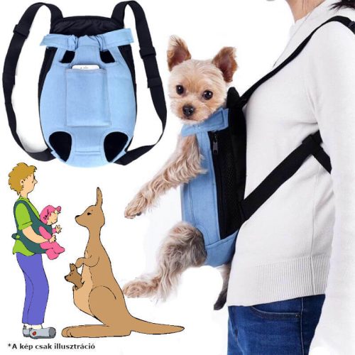Kutya szállító hátizsák - kutyakenguru - világoskék - XL