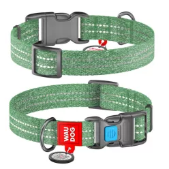   WAUDOG Re-Cotton, QR kódos nyakörv, újrahasznosított pamutból 20mm 24-40 cm - M - zöld