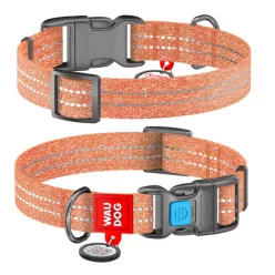   WAUDOG Re-Cotton, QR kódos nyakörv, újrahasznosított pamutból 20mm 24-40 cm - M - narancs