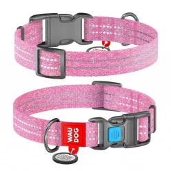   WAUDOG Re-Cotton, QR kódos nyakörv, újrahasznosított pamutból 20mm 24-40 cm - M - rózsaszín