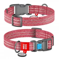   WAUDOG Re-Cotton, QR kódos nyakörv, újrahasznosított pamutból 25mm 35-58 cm - XL - piros